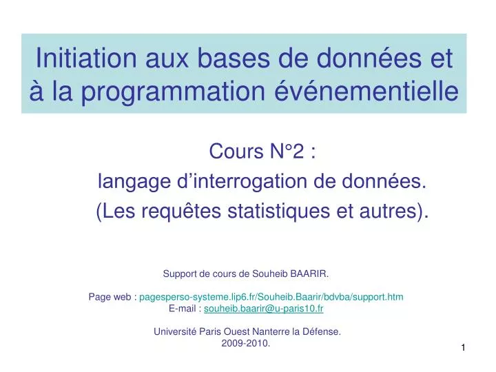 initiation aux bases de donn es et la programmation v nementielle