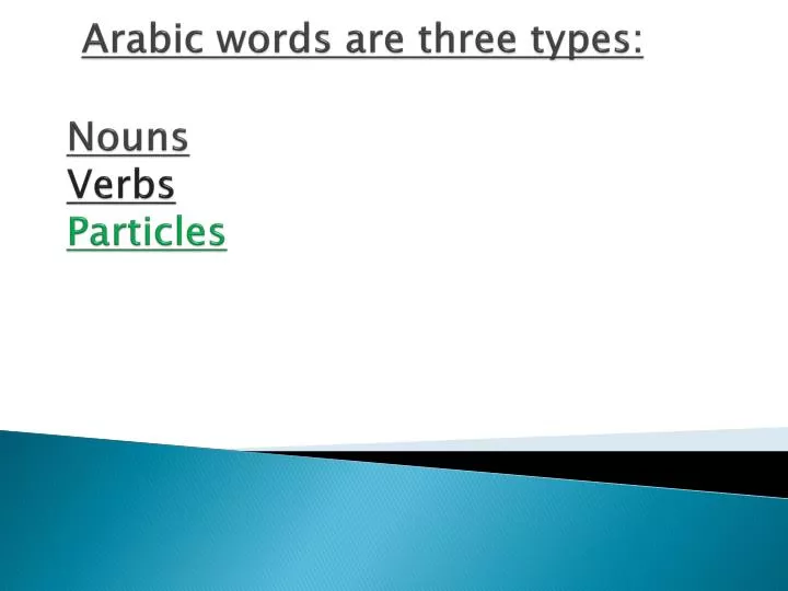 arabic words are three types nouns verbs particles