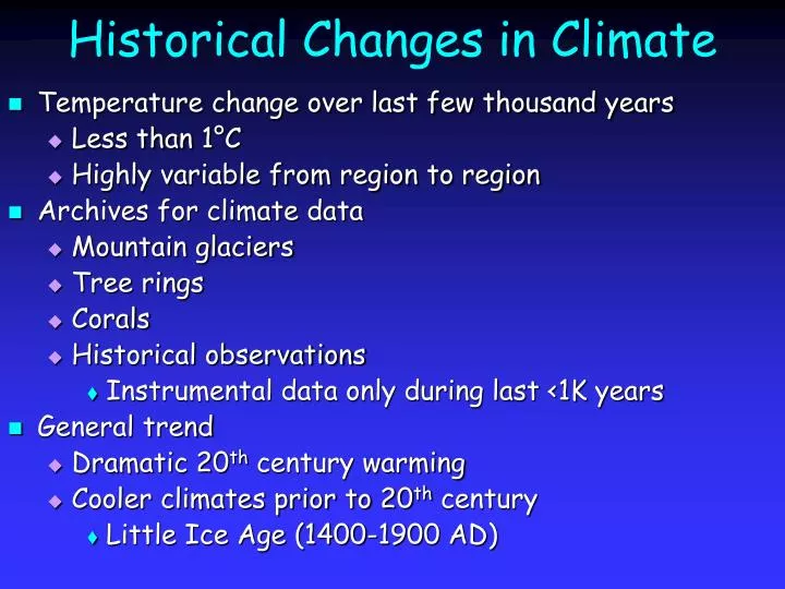 historical changes in climate
