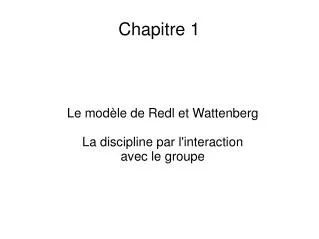 le mod le de redl et wattenberg la discipline par l interaction avec le groupe