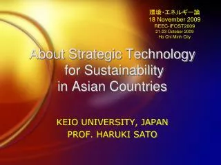 About Strategic Technology for Sustainability in Asian Countries