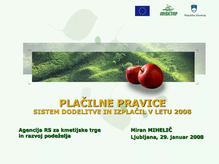 pla ilne pravice sistem dodelitve in izpla il v letu 2008