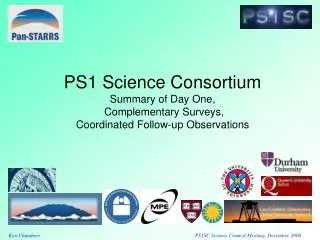 PS1 Science Consortium Summary of Day One, Complementary Surveys,