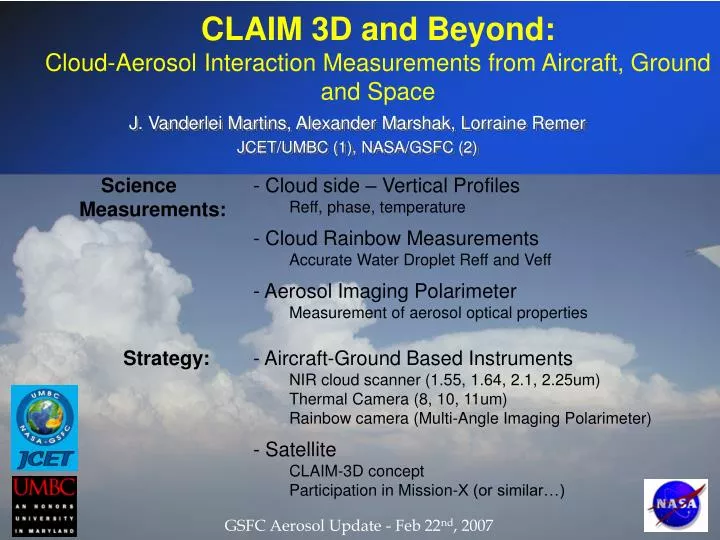 claim 3d and beyond cloud aerosol interaction measurements from aircraft ground and space