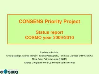 CONSENS Priority Project Status report COSMO year 2009/2010