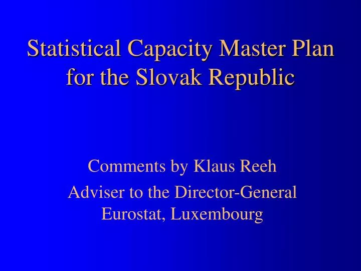 statistical capacity master plan for the slovak republic