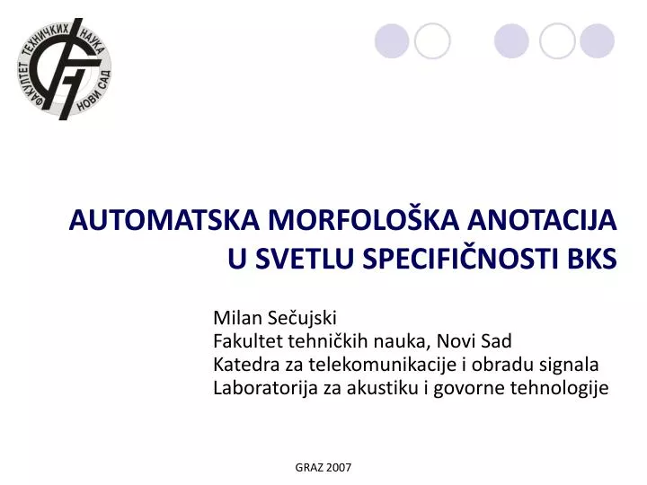 automatska morfolo ka anotacija u svetlu specifi nosti bks