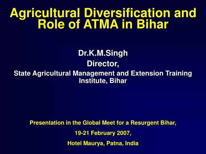 agricultural diversification and role of atma in bihar