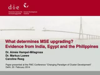 What determines MSE upgrading? Evidence from India, Egypt and the Philippines
