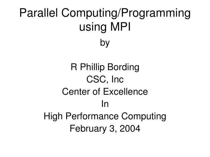 parallel computing programming using mpi