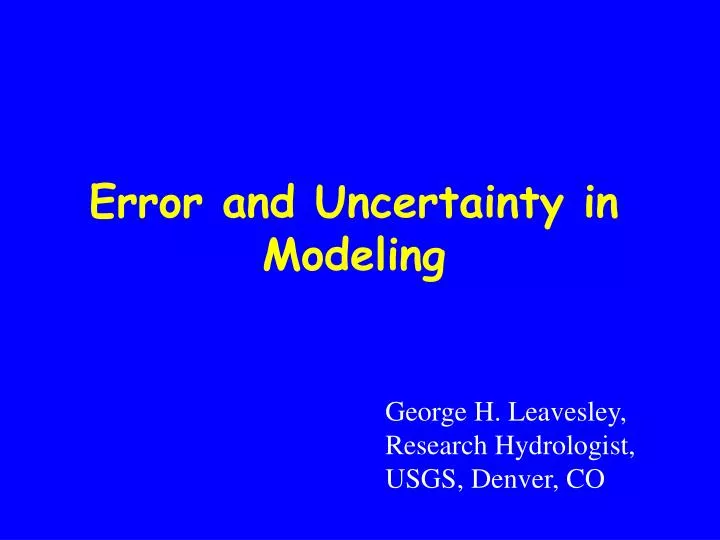 error and uncertainty in modeling