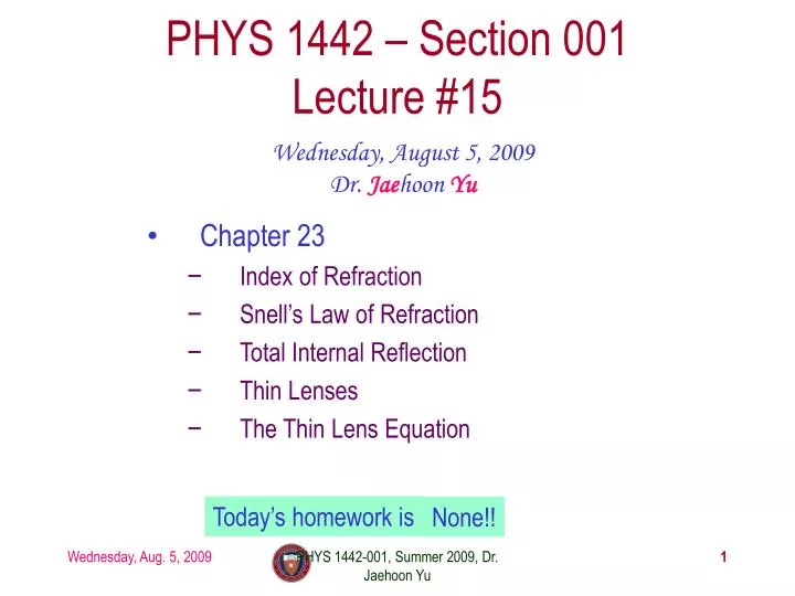 phys 1442 section 001 lecture 15