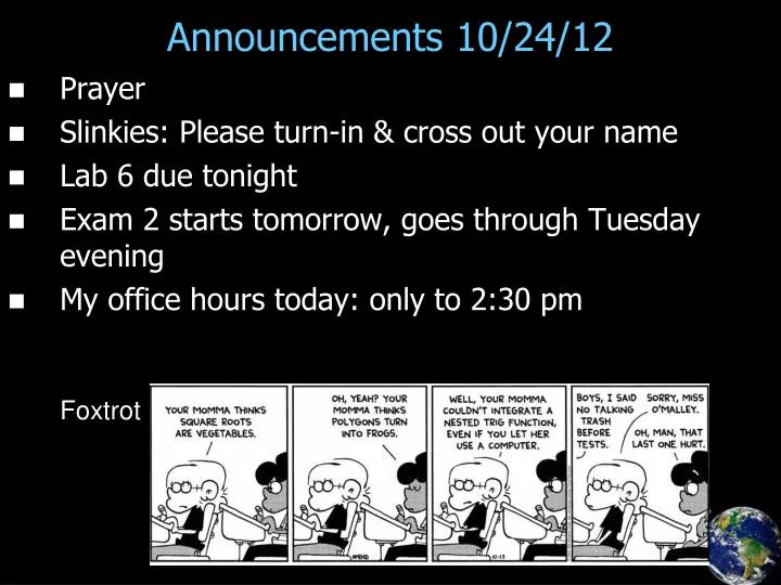 announcements 10 24 12