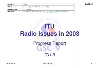 ITU Radio Issues in 2003