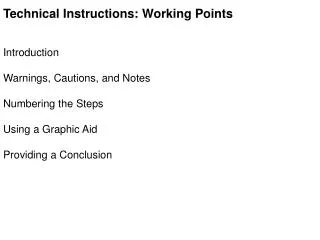 Technical Instructions: Working Points