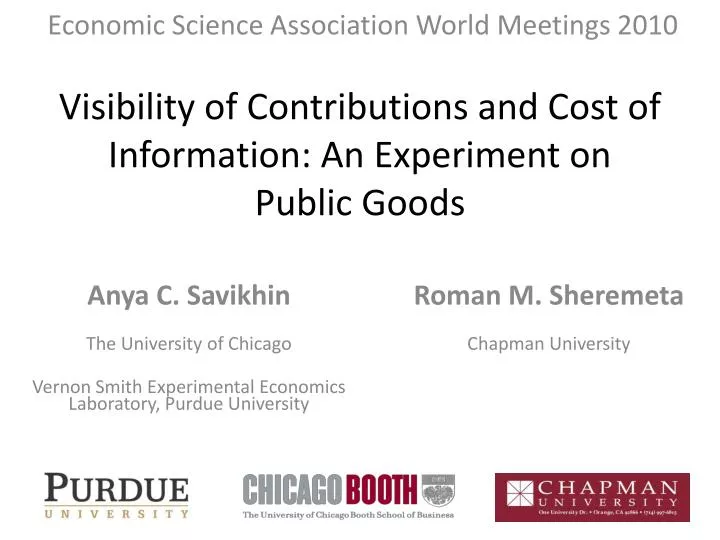 visibility of contributions and cost of information an experiment on public goods