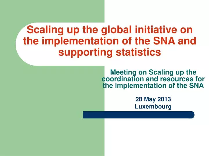 scaling up the global initiative on the implementation of the sna and supporting statistics