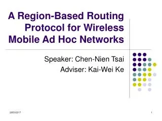 A Region-Based Routing Protocol for Wireless Mobile Ad Hoc Networks