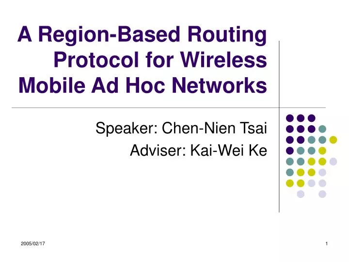 a region based routing protocol for wireless mobile ad hoc networks