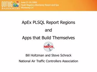 ApEx PLSQL Report Regions and Apps that Build Themselves