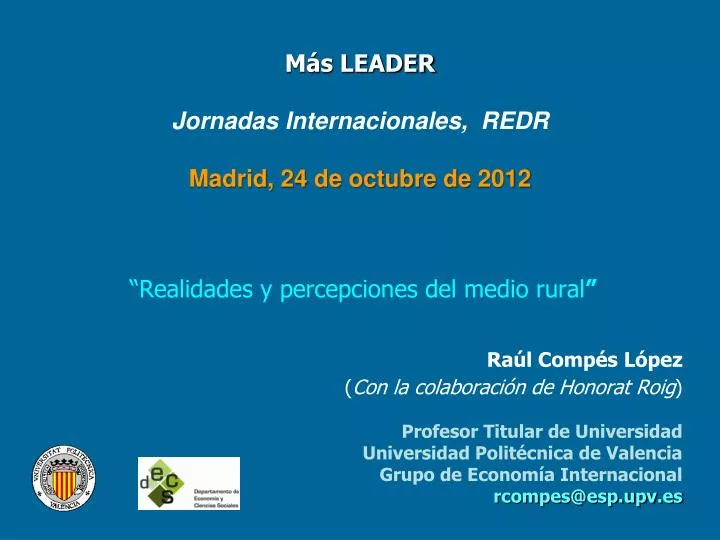 m s leader jornadas internacionales redr madrid 24 de octubre de 2012