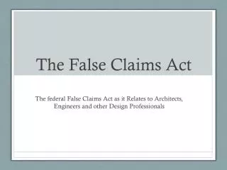 The False Claims Act