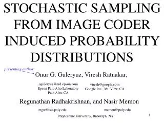 STOCHASTIC SAMPLING FROM IMAGE CODER INDUCED PROBABILITY DISTRIBUTIONS
