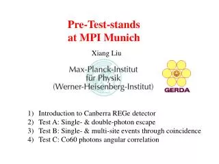 Pre-Test-stands at MPI M unich