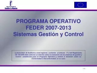 programa operativo feder 2007 2013 sistemas gesti n y control