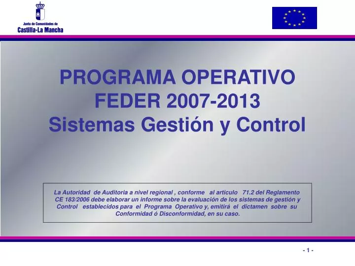 programa operativo feder 2007 2013 sistemas gesti n y control