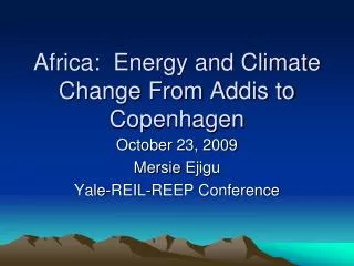 Africa: Energy and Climate Change From Addis to Copenhagen