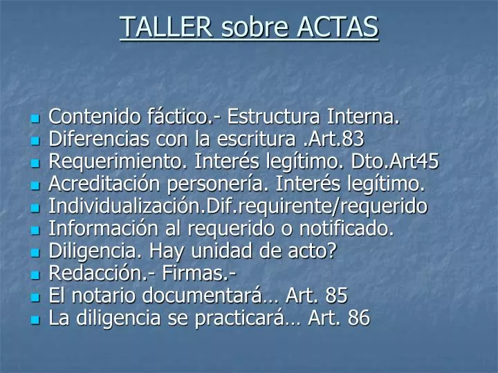 taller sobre actas