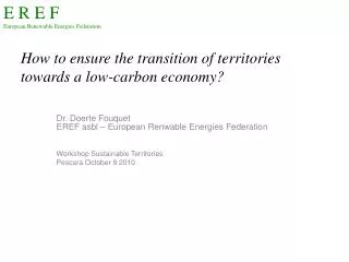 How to ensure the transition of territories towards a low-carbon economy ?