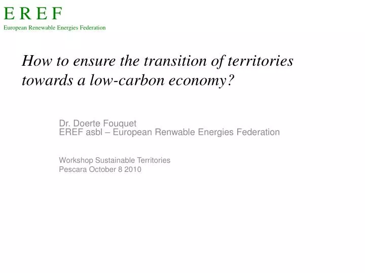 how to ensure the transition of territories towards a low carbon economy