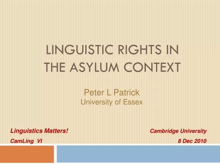 linguistic rights in the asylum context