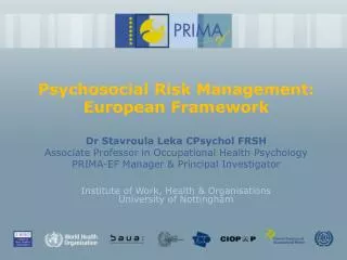 Psychosocial Risk Management: European Framework