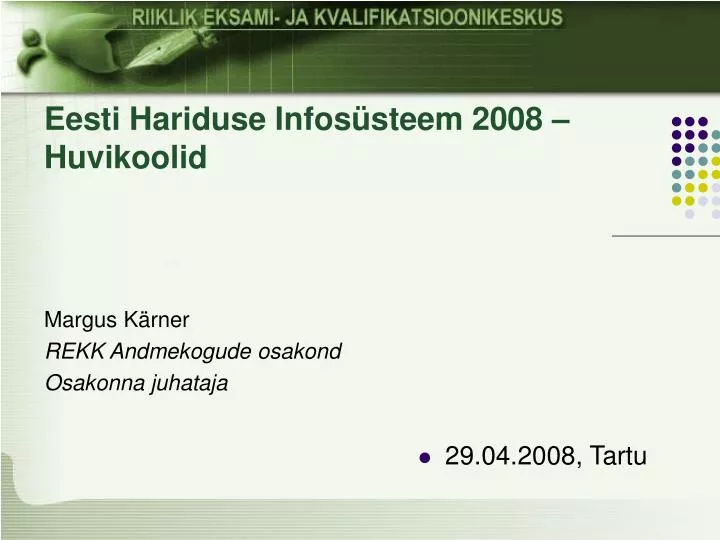 eesti hariduse infos steem 2008 huvikoolid