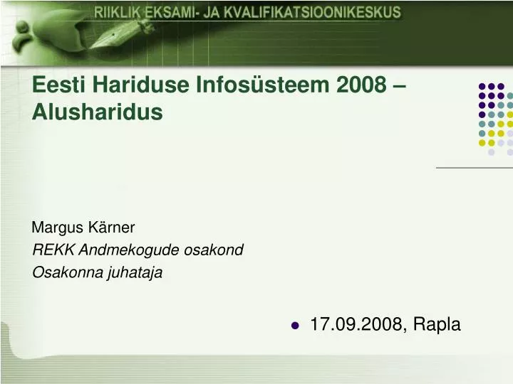 eesti hariduse infos steem 2008 alusharidus