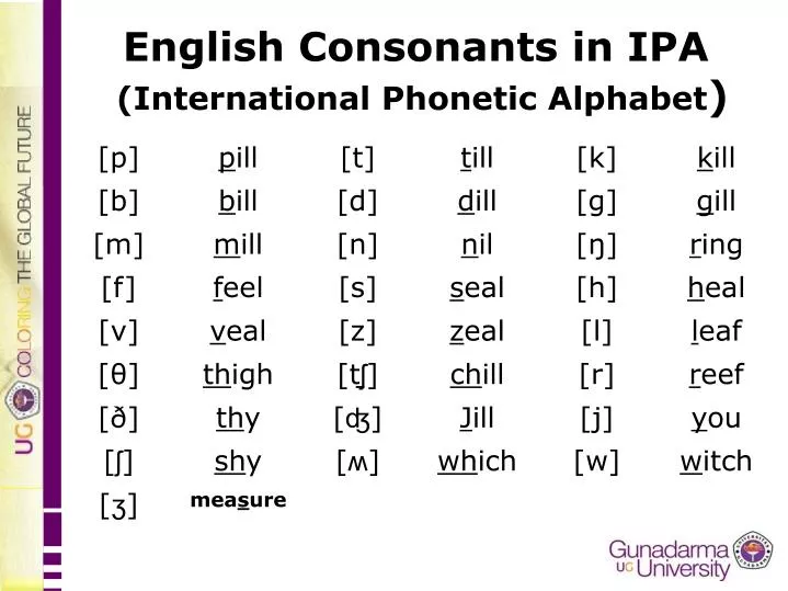 english consonants in ipa international phonetic alphabet
