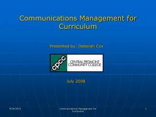 Communications Management for Curriculum