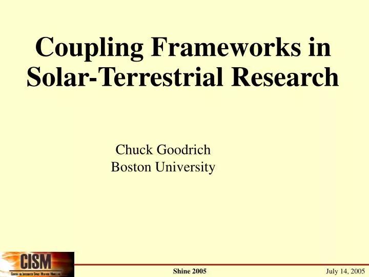 coupling frameworks in solar terrestrial research