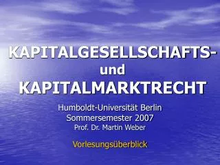 kapitalgesellschafts und kapitalmarktrecht