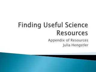 Finding Useful Science Resources