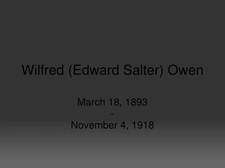 wilfred edward salter owen