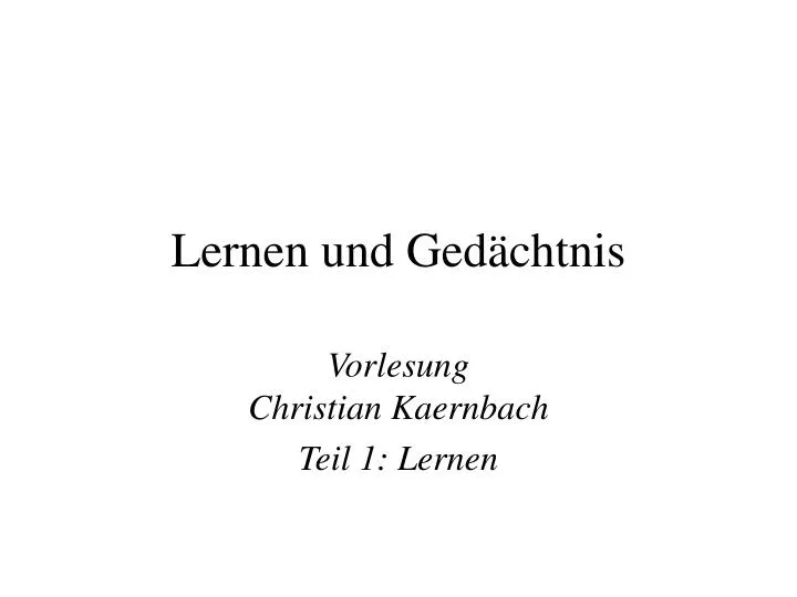 lernen und ged chtnis