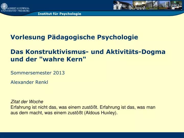 vorlesung p dagogische psychologie das konstruktivismus und aktivit ts dogma und der wahre kern