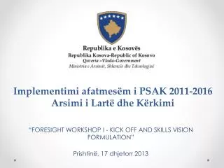 implementimi afatmes m i psak 2011 2016 arsimi i lart dhe k rkimi