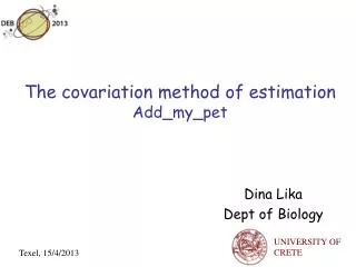 The covariation method of estimation Add_my_pet