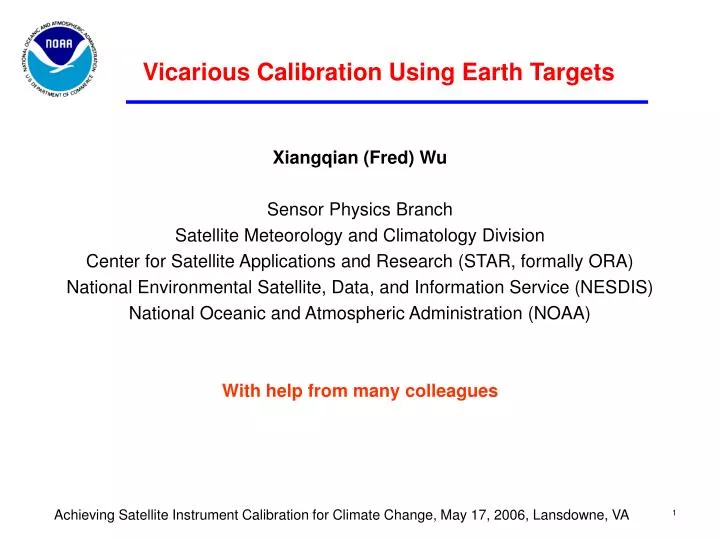 vicarious calibration using earth targets