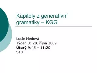 kapitoly z generativn gramatiky kgg